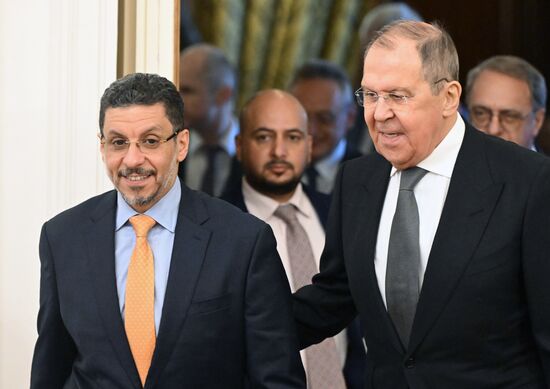 Встреча глав МИД РФ и Йемена С. Лаврова и А. Бен Мубарака