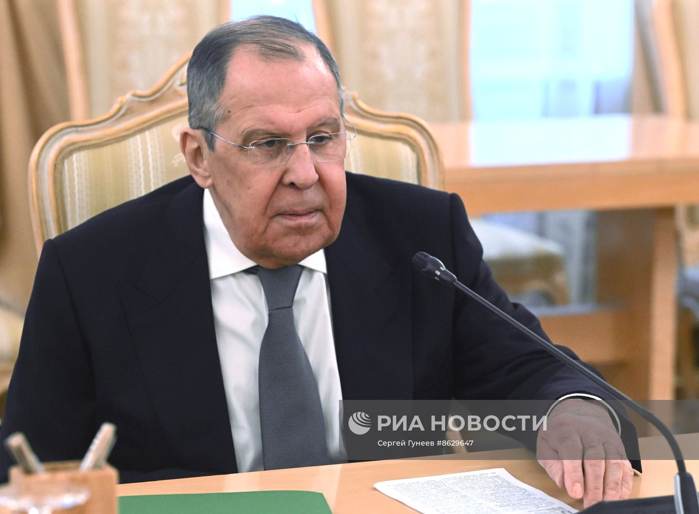 Встреча глав МИД РФ и Йемена С. Лаврова и А. Бен Мубарака