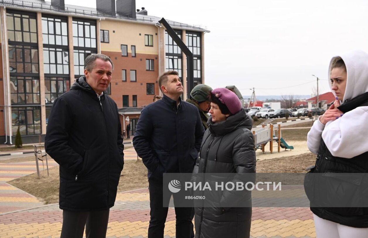 Последствия атаки беспилотника в Белгороде