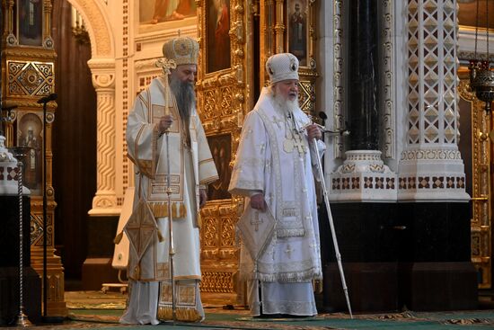 Отпевание представителя Патриарха Сербского при Московском Патриаршем престоле епископа Моравичского Антония