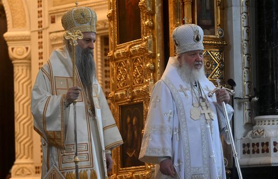 Отпевание представителя Патриарха Сербского при Московском Патриаршем престоле епископа Моравичского Антония