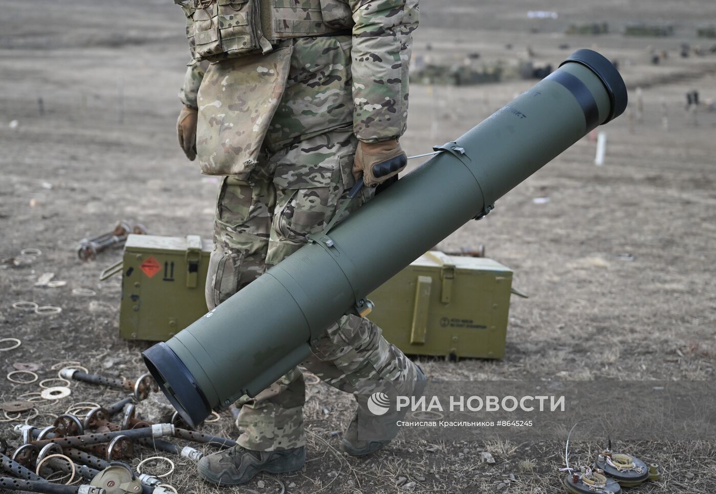 Тренировки расчетов ПТРК "Корнет" ЦВО на Авдеевском направлении