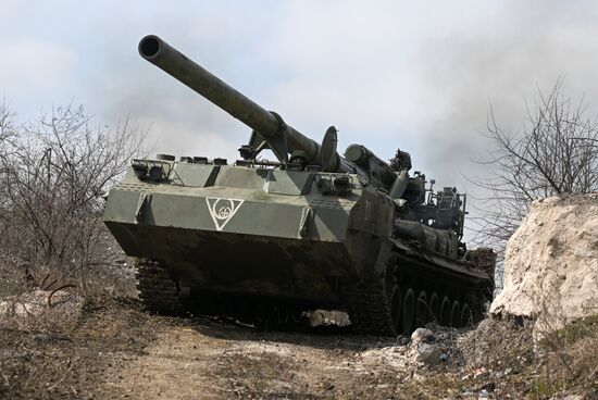Боевая работа САУ "Малка" артиллерийских подразделений ЦВО на Авдеевском направлении