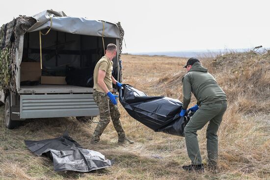 Сбор останков солдат ВСУ для гуманитарного обмена погибшими