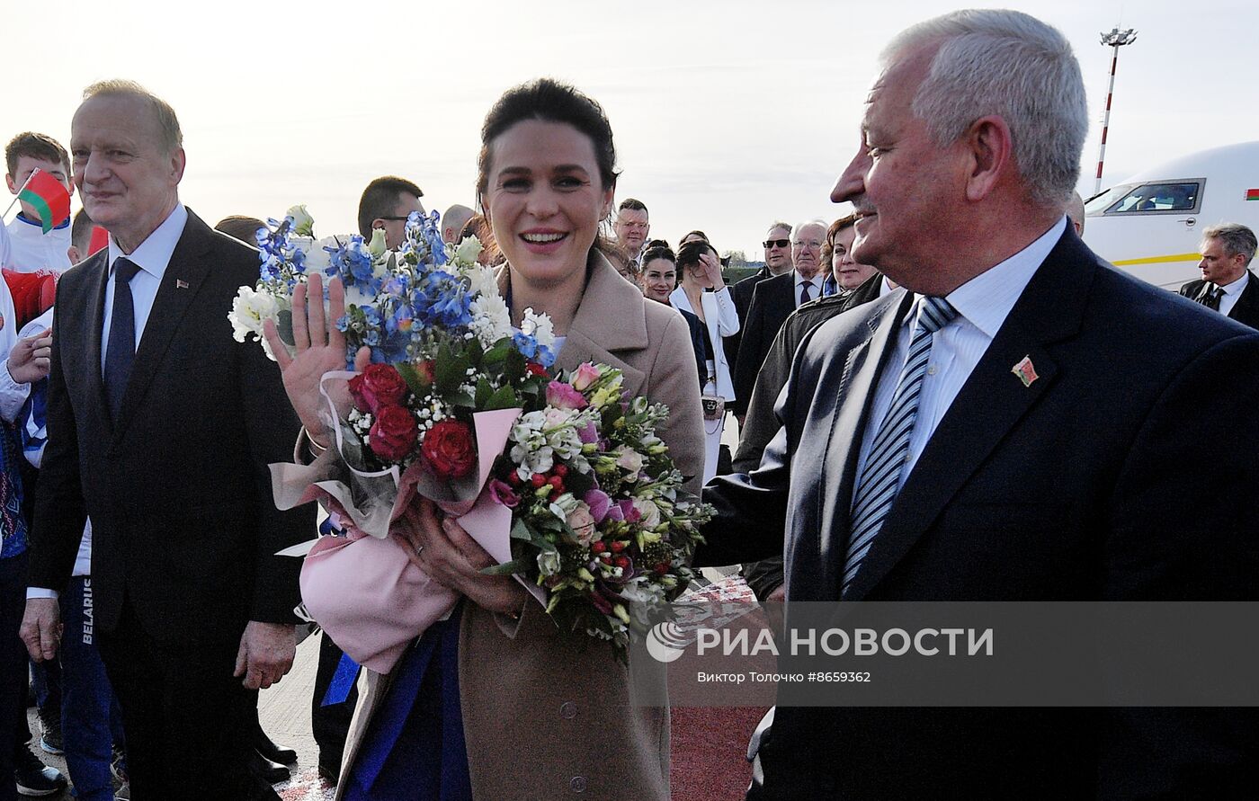 Прилет первого белорусского космонавта М. Василевской в Минск