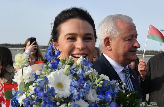 Прилет первого белорусского космонавта М. Василевской в Минск
