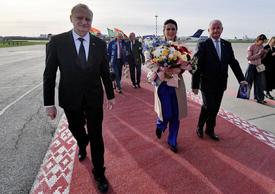 Прилет первого белорусского космонавта М. Василевской в Минск