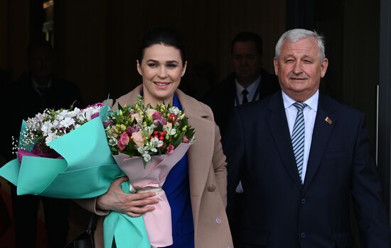 Прилет первого белорусского космонавта М. Василевской в Минск