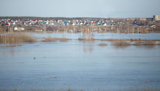 Разлив реки Тобол в Кургане и окрестностях