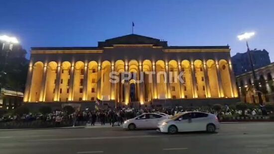 Акция против закона об "иноагентах" в Тбилиси на четвертый день получилась немногочисленной