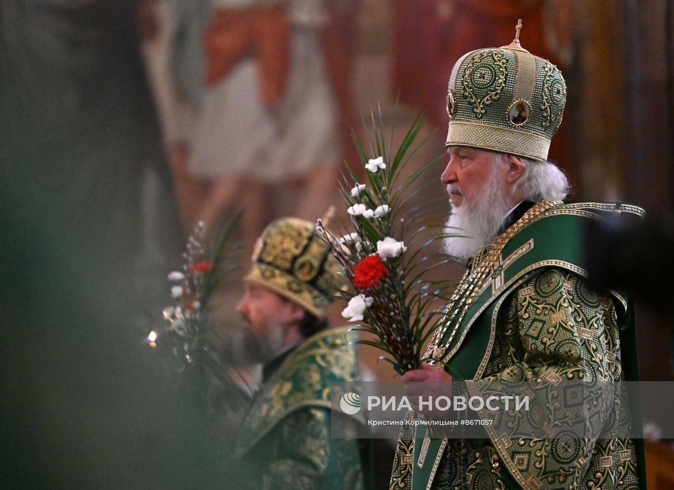 Освящение верб накануне Вербного воскресенья