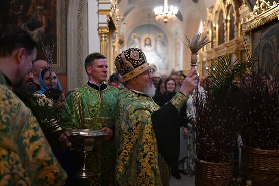 Освящение верб накануне Вербного воскресенья