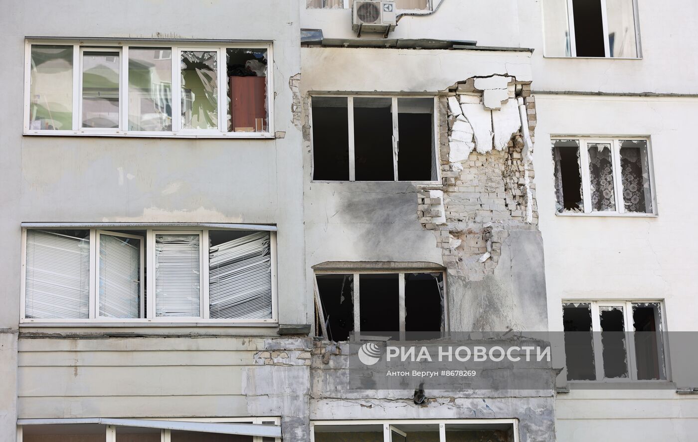 Последствия обстрела в Белгороде