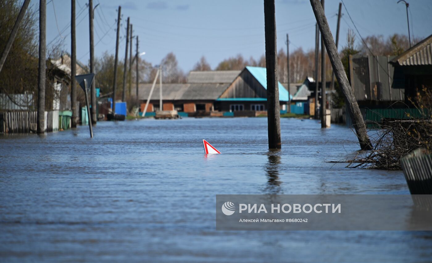 Паводок в деревне Ашеваны Омской области
