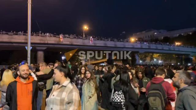Противники закона об "иноагентах" заняли площадь Героев в Тбилиси