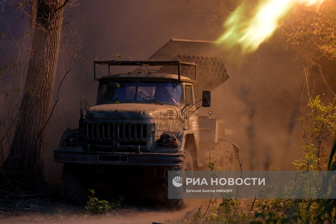 Боевая работа реактивной артиллерии ВС РФ на Артемовском направлении