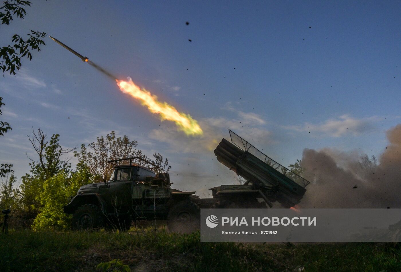 Боевая работа реактивной артиллерии ВС РФ на Артемовском направлении