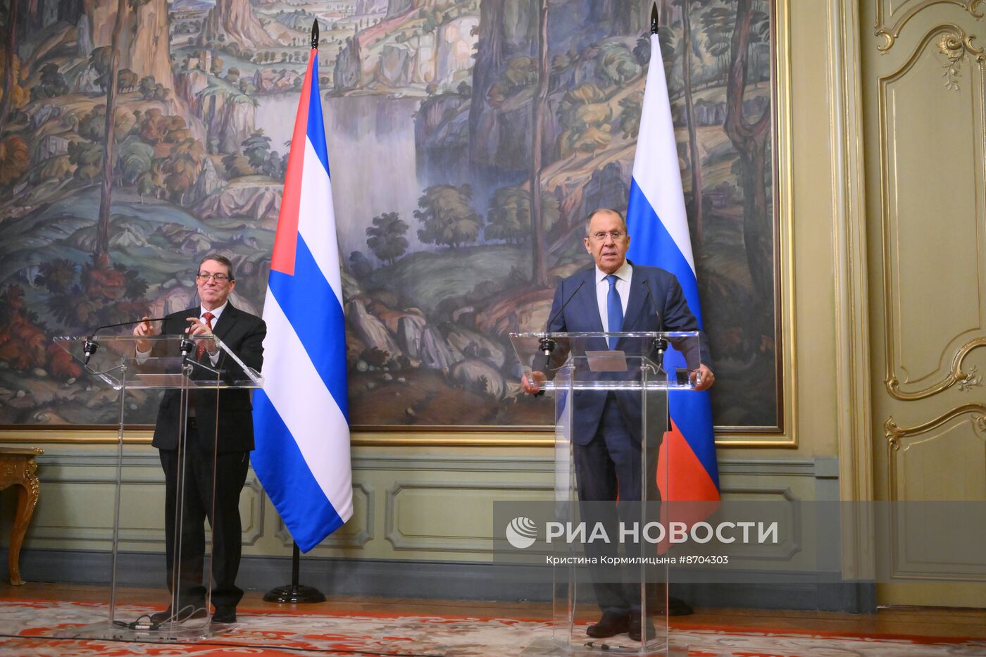 Встреча глав МИД РФ и Кубы С. Лаврова и Б. Р. Паррилья