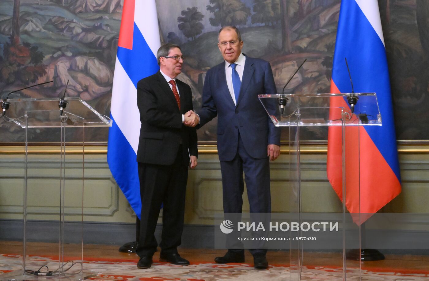 Встреча глав МИД РФ и Кубы С. Лаврова и Б. Р. Паррилья