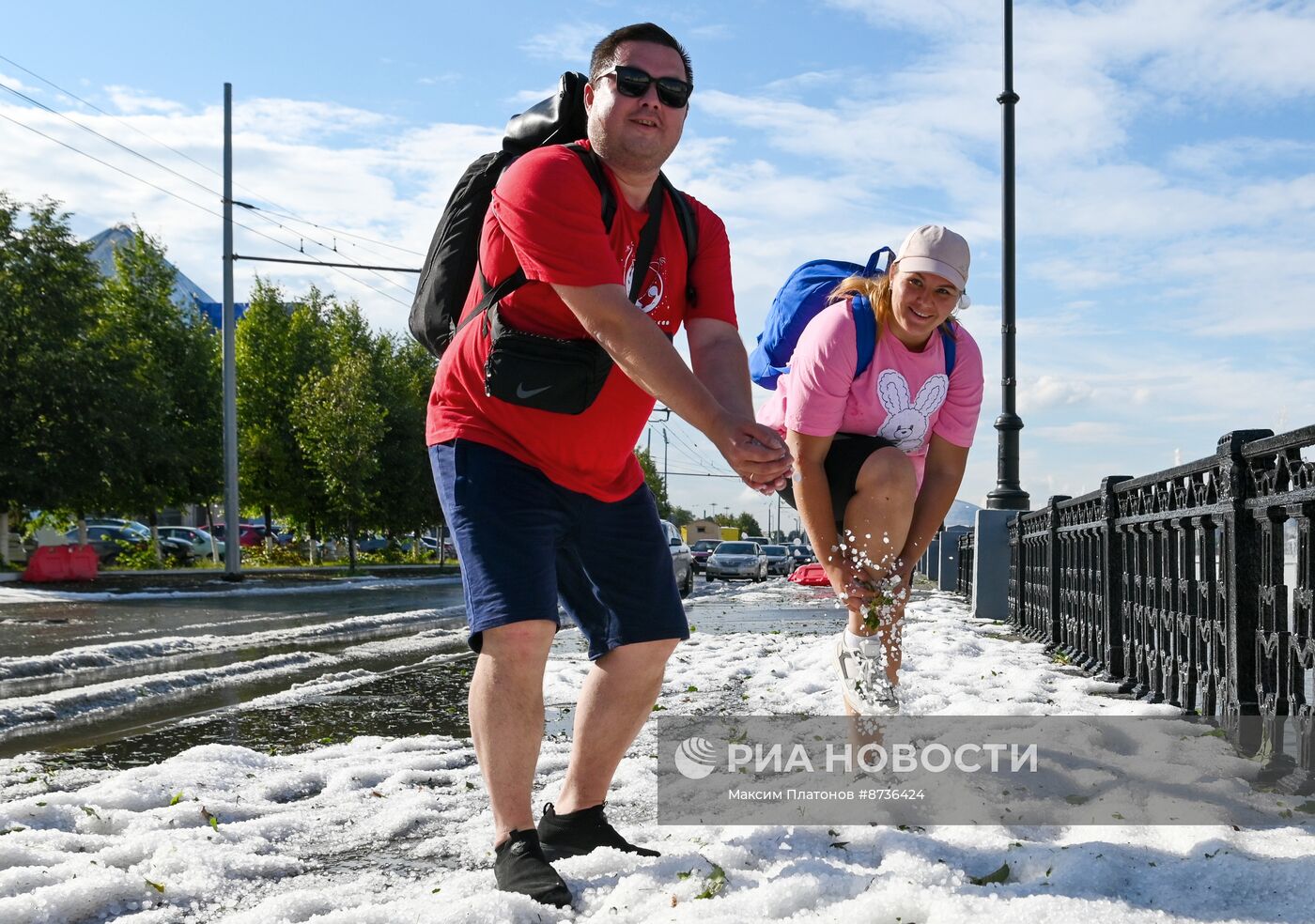 Сильный ливень с градом прошел в Казани