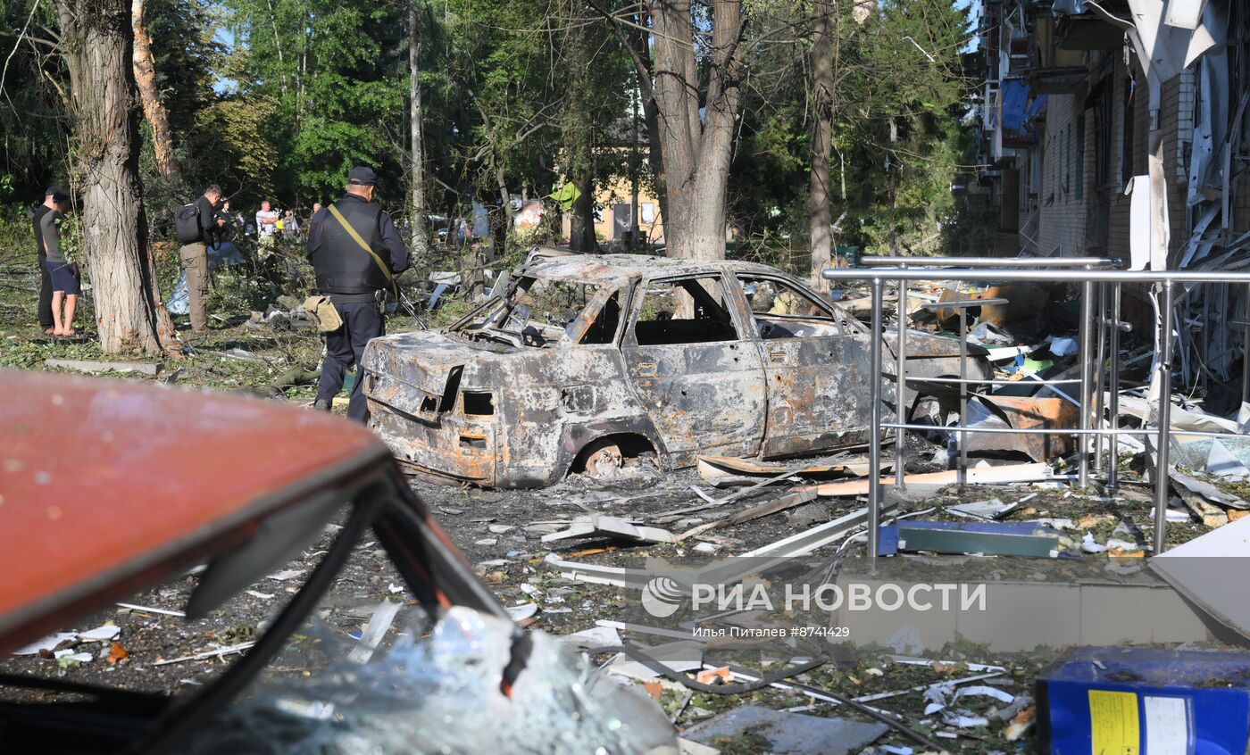 Последствия украинского обстрела Курска