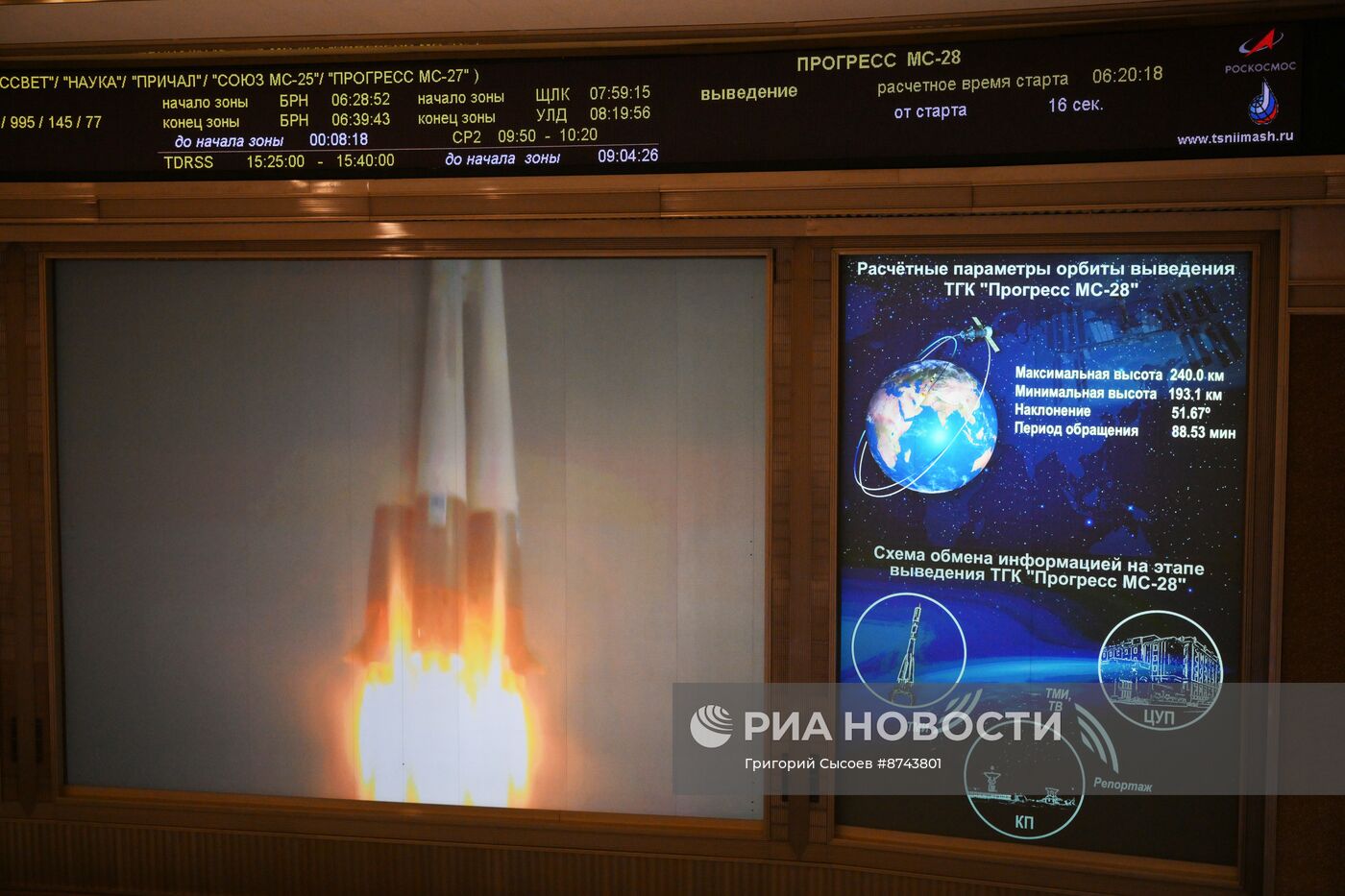 Пуск РН "Союз-2.1а" с грузовым кораблём "Прогресс МС-28" 