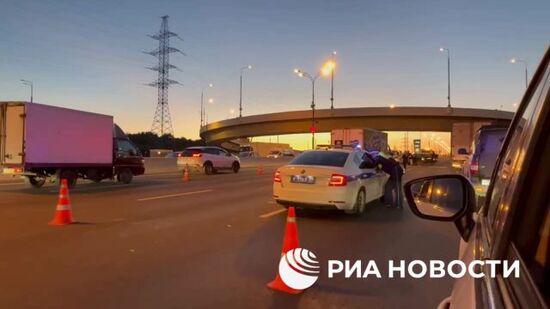 Кадры с места ДТП на МКАД, где столкнулись 5 автомобилей