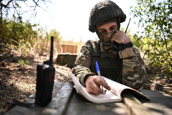 Военнослужащие Южной группировки во время отработки боевого слаживания