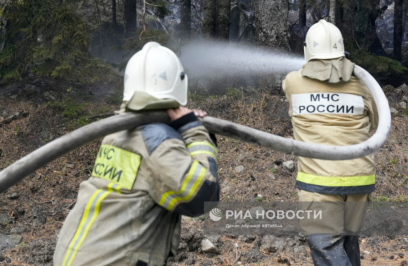 Пожар в Гоначхирском ущелье в Карачаево-Черкесии