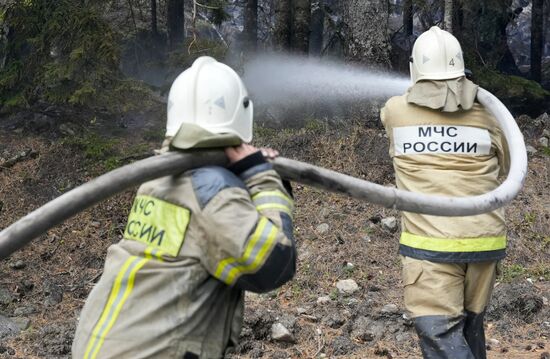 Пожар в Гоначхирском ущелье в Карачаево-Черкесии