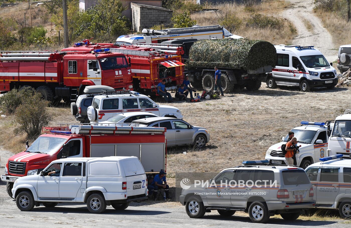 Тушение природного пожара в Тепе-Оба в Крыму