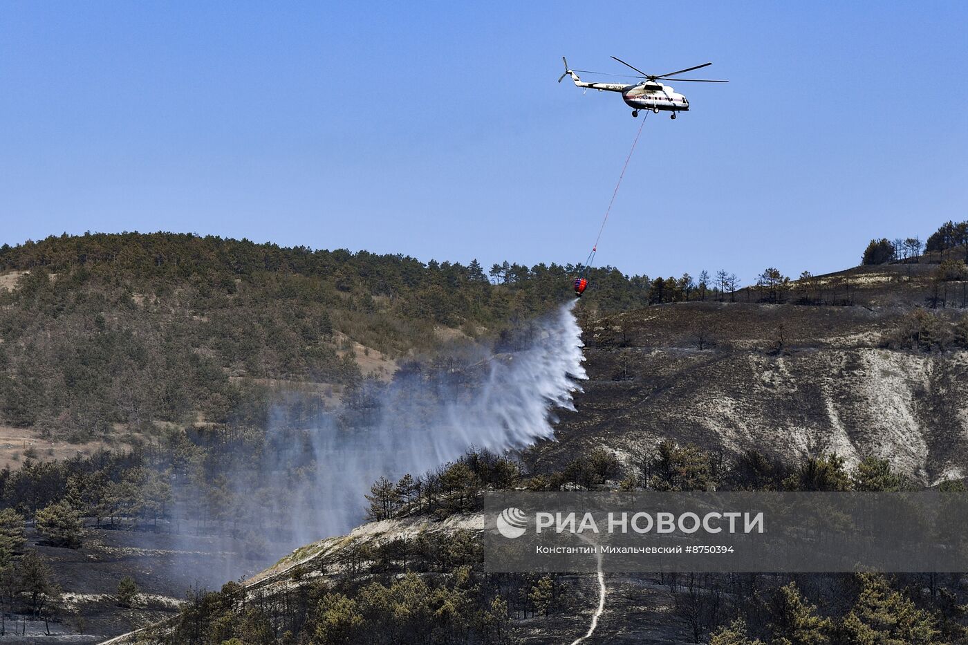 Тушение природного пожара в Тепе-Оба в Крыму