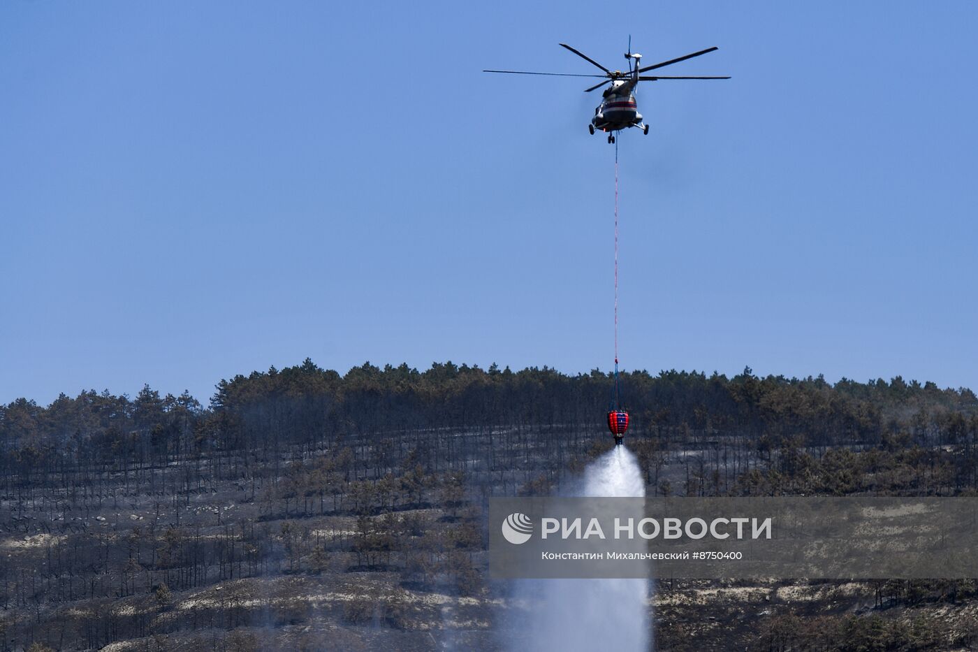 Тушение природного пожара в Тепе-Оба в Крыму