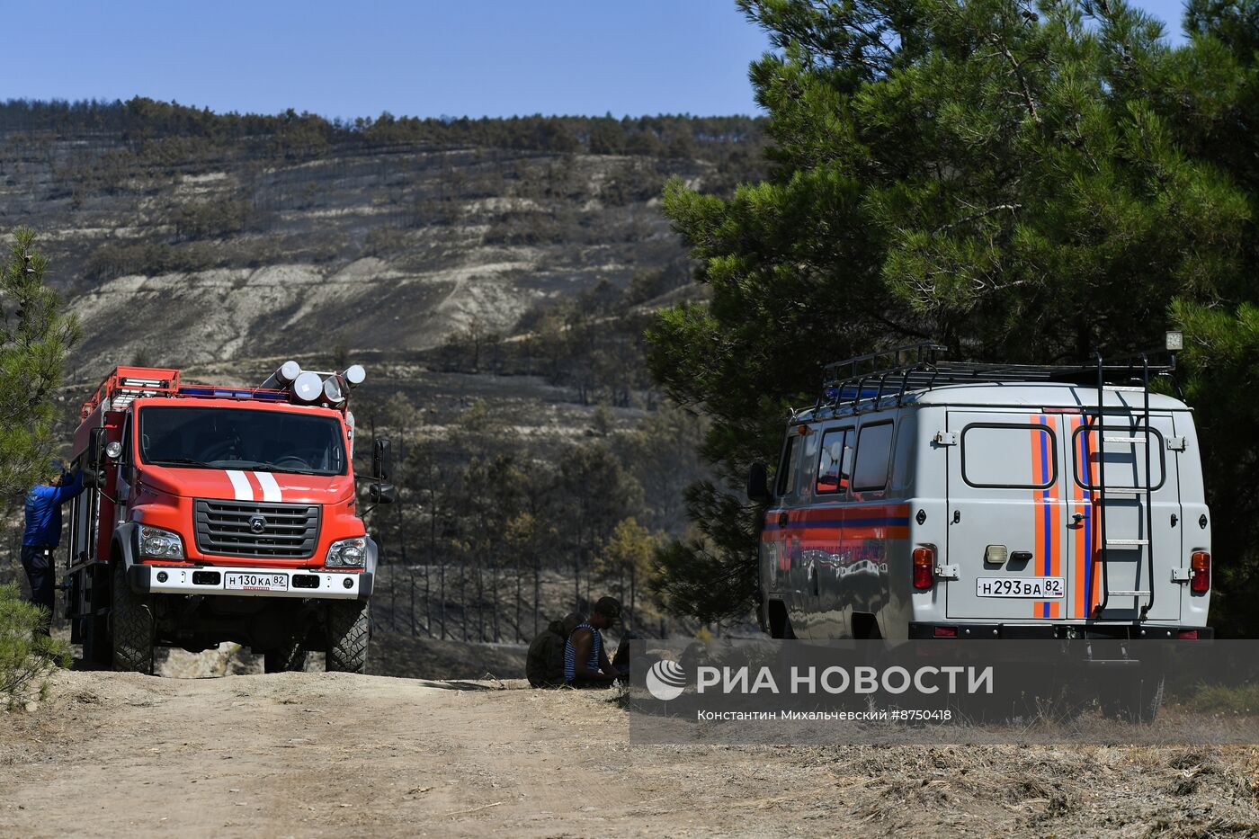 Тушение природного пожара в Тепе-Оба в Крыму