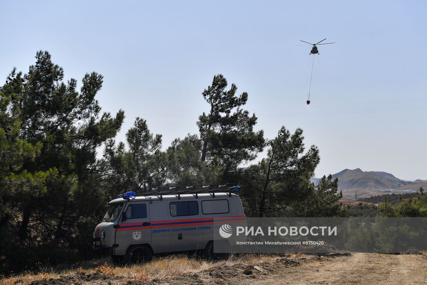 Тушение природного пожара в Тепе-Оба в Крыму