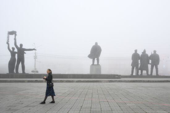 Утренний туман в Новосибирске