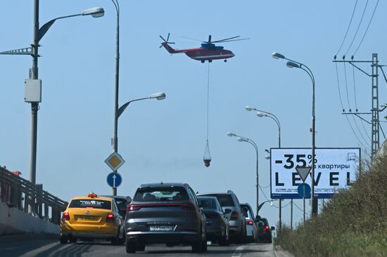 Пожар в административном здании на Бережковской набережной в Москве