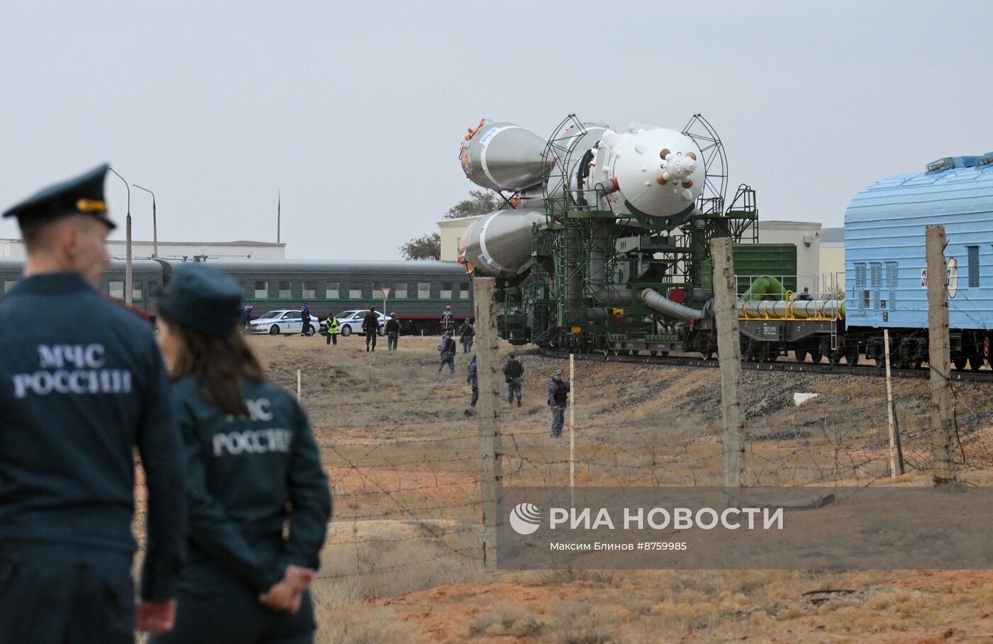 Вывоз РН "Союз-2.1а" с пилотируемый кораблем "Союз МС-26" на стартовый комплекс космодрома Байконур 