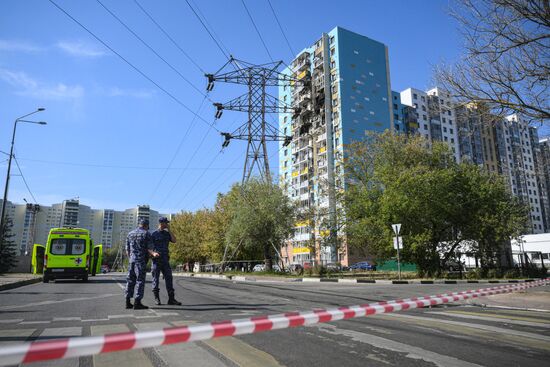 Последствия атаки БПЛА в Раменском