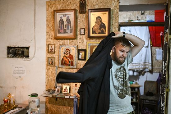 Богослужение в походном храме бригады "Терек"