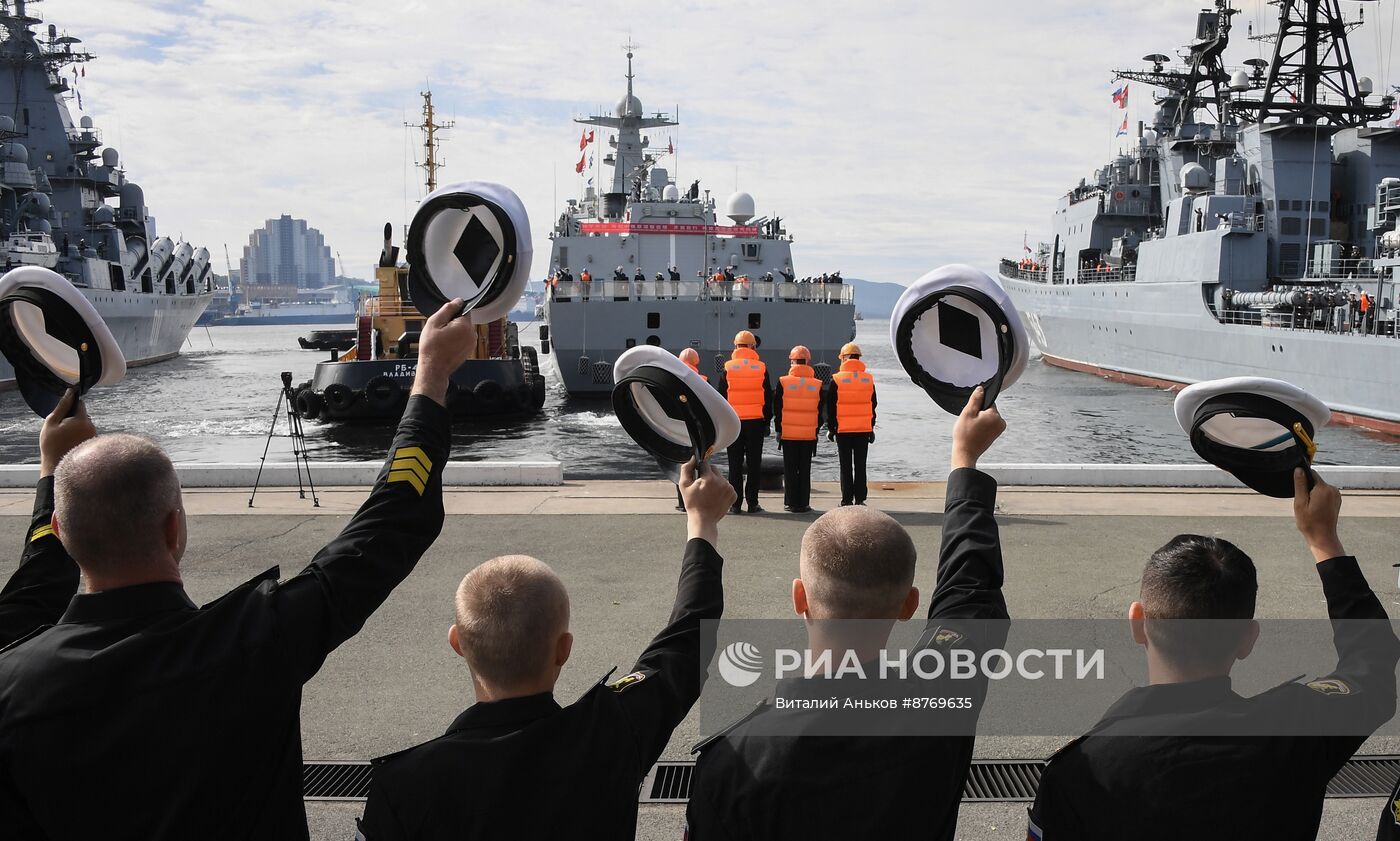 Проводы российско-китайского отряда кораблей на учение "Бэйбу/Взаимодействие - 2024"