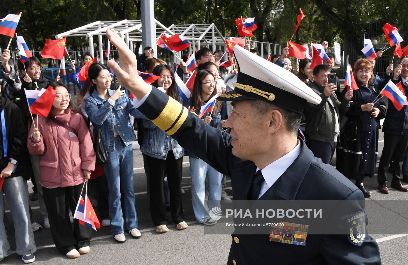 Проводы российско-китайского отряда кораблей на учение "Бэйбу/Взаимодействие - 2024"