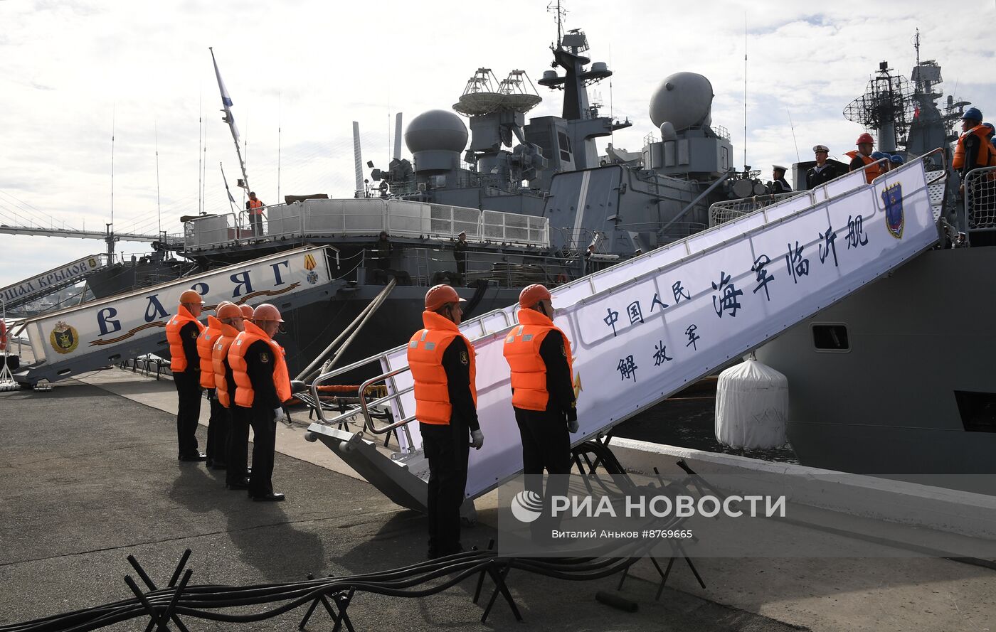 Проводы российско-китайского отряда кораблей на учение "Бэйбу/Взаимодействие - 2024"