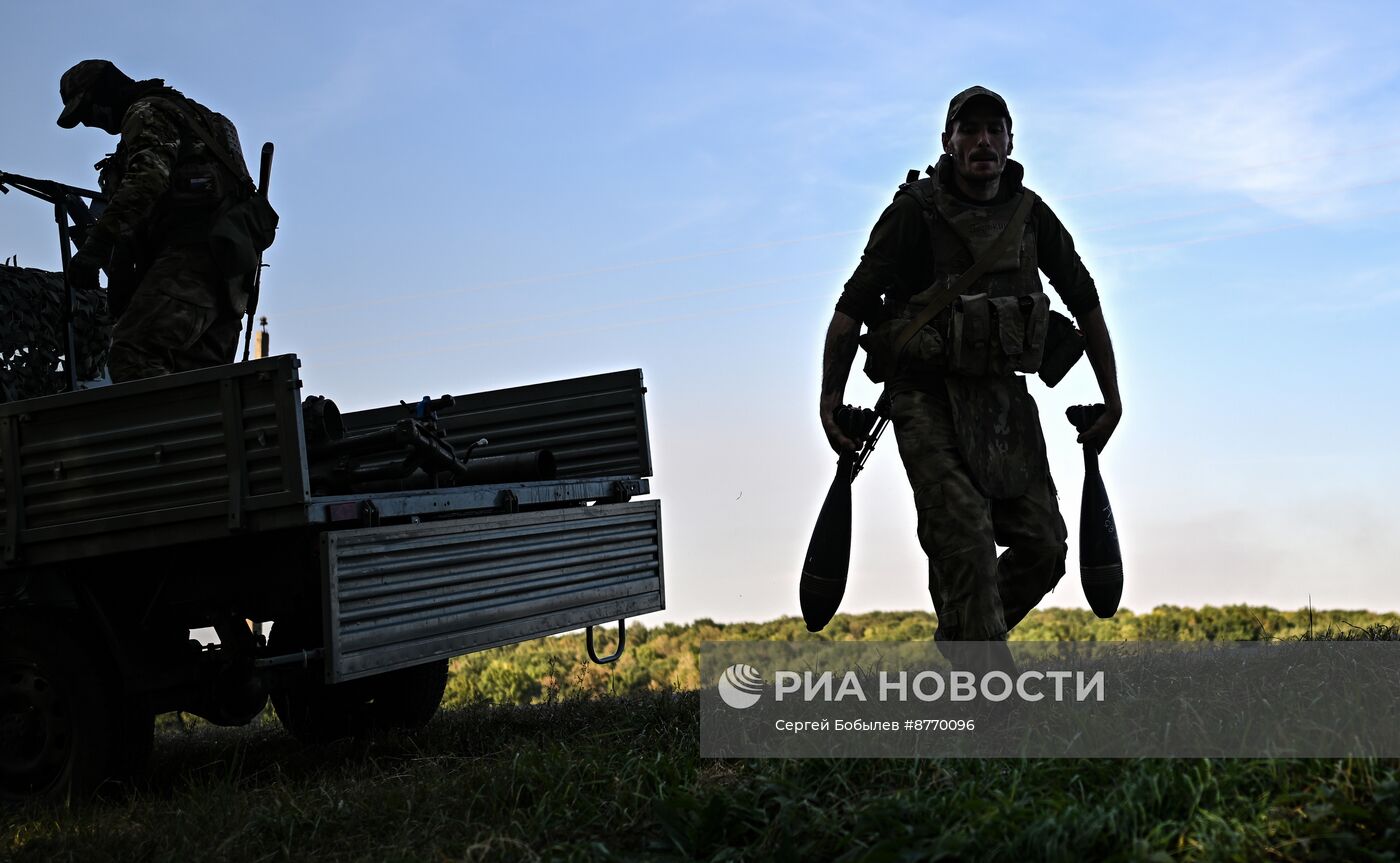 Работа минометного расчета спецназа "Ахмат"