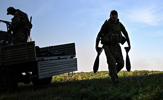 Работа минометного расчета спецназа "Ахмат"