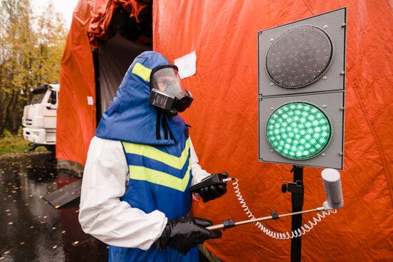 Учения по ликвидации радиационной аварии на Кольской АЭС