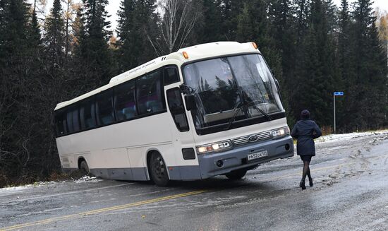 ДТП с участием автобуса и грузовика в Красноярском крае