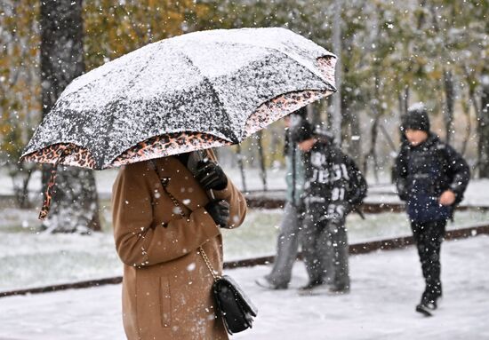 Первый снег в Москве