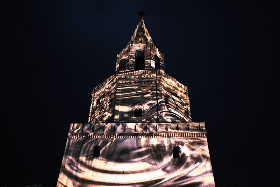 XVI саммит БРИКС. Репетиция светового шоу на стенах Казанского Кремля