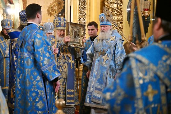 Патриаршее служение в канун праздника Казанской иконы Божией Матери